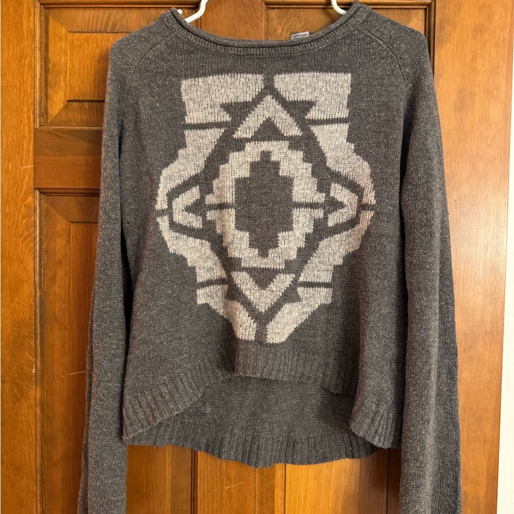 Miss Me Gray Sweater with White Design
